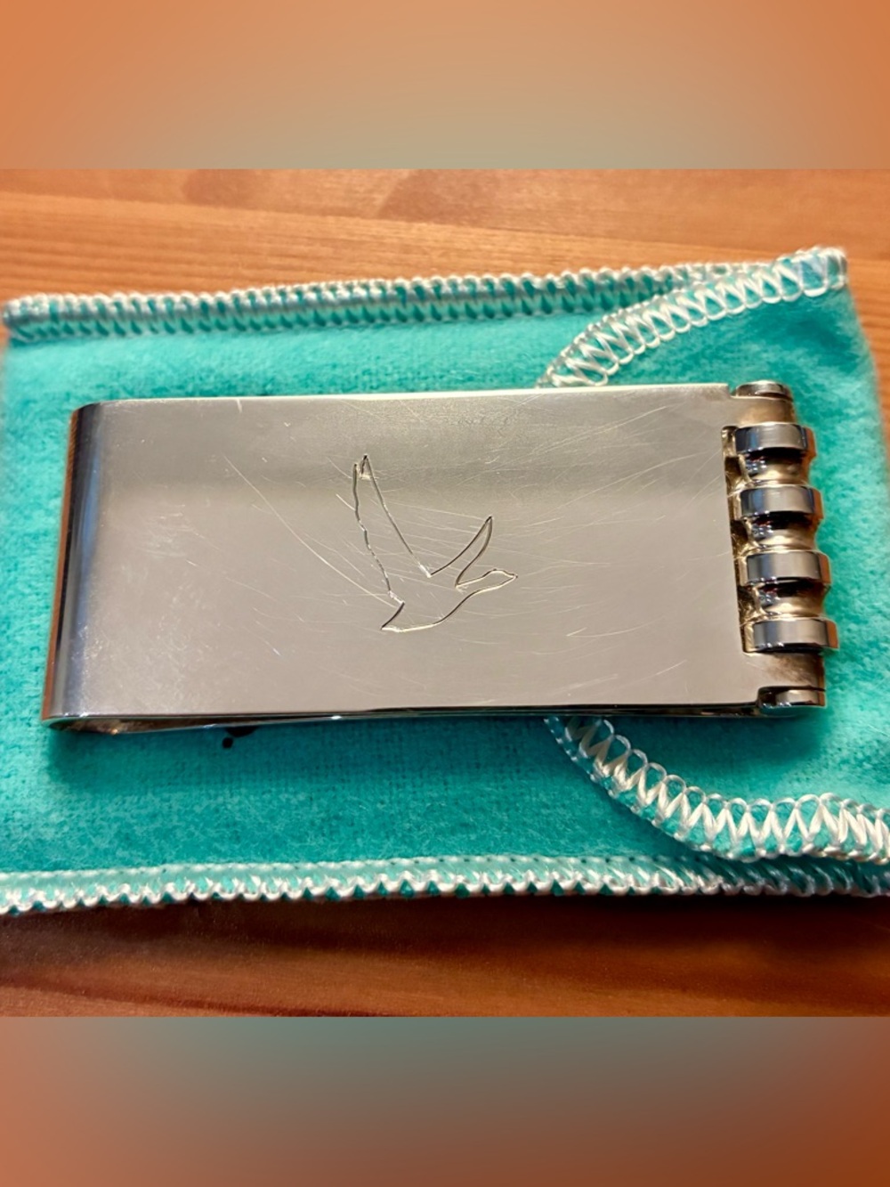 Tiffany & Co. Silver Money Clip with Grey Goose Vodka logo Engraving
